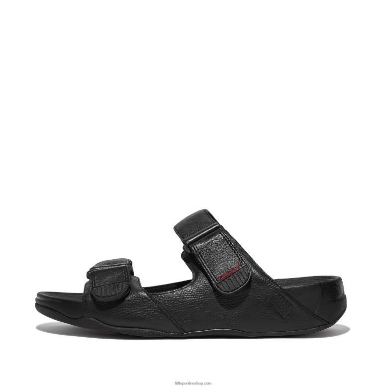 hombres Fitflop chanclas gogh moc ajustables de cuero P802P117 negro