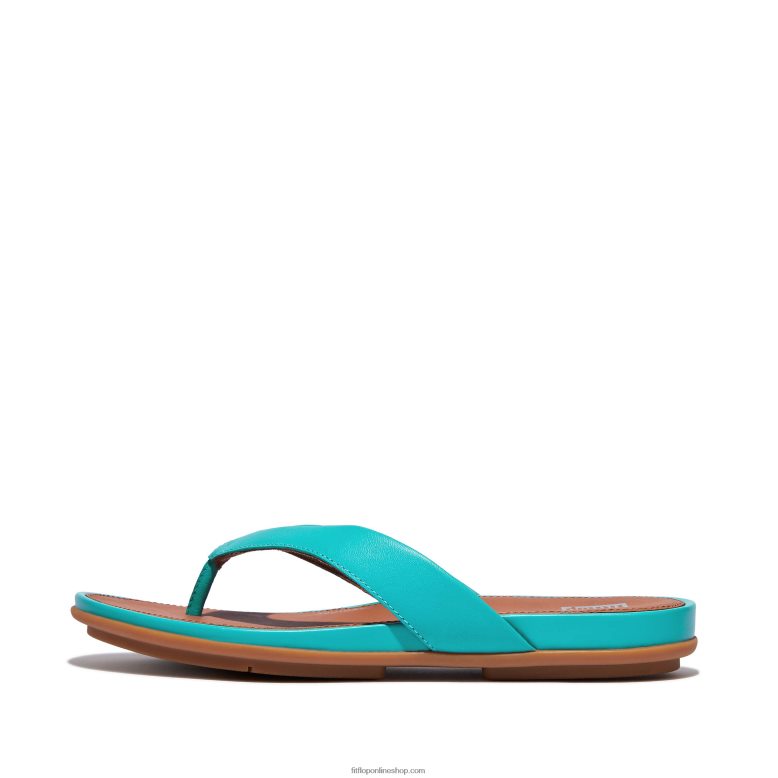 mujer Fitflop chanclas de cuero Gracie P802P8 azul tahití