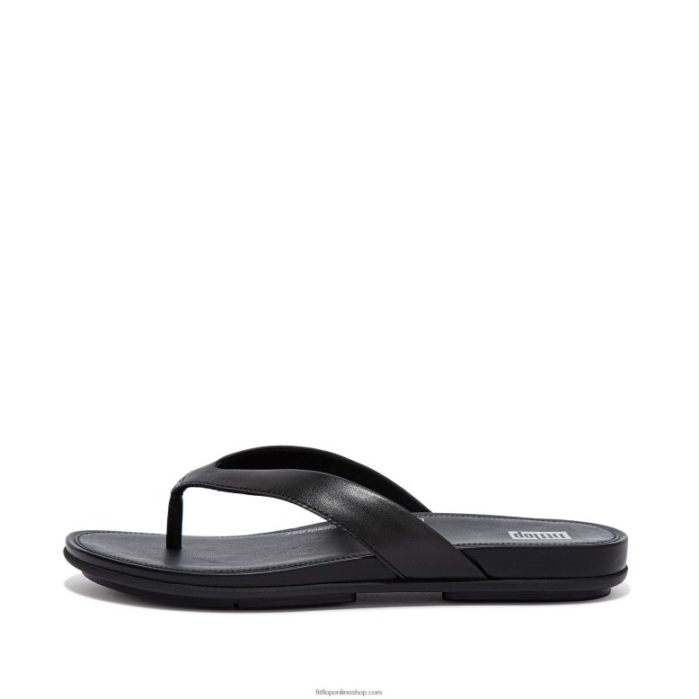 mujer Fitflop chanclas de cuero Gracie P802P9 todo negro