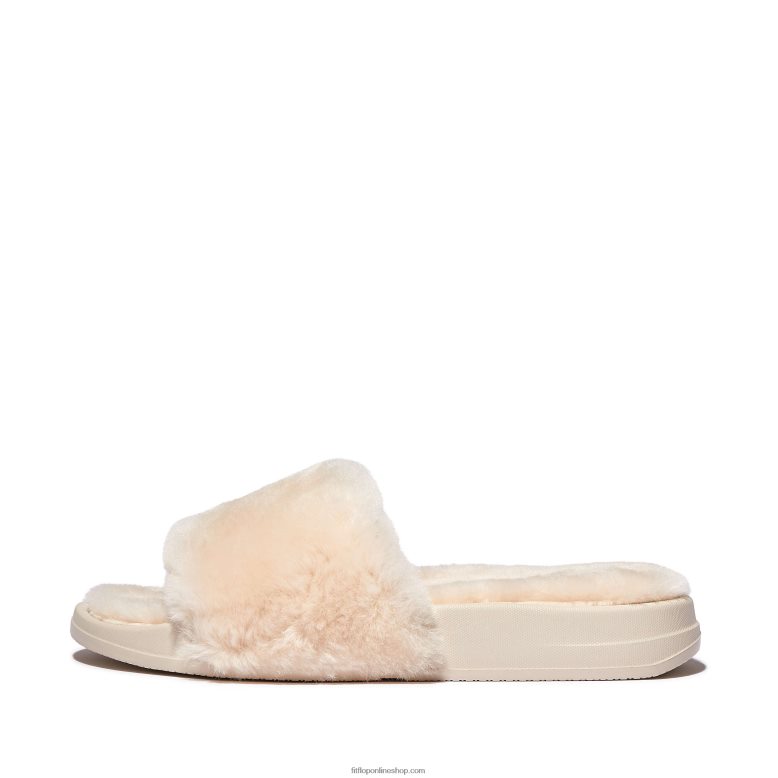 mujer Fitflop chanclas de piel de oveja iqushion P802P197 Marfil