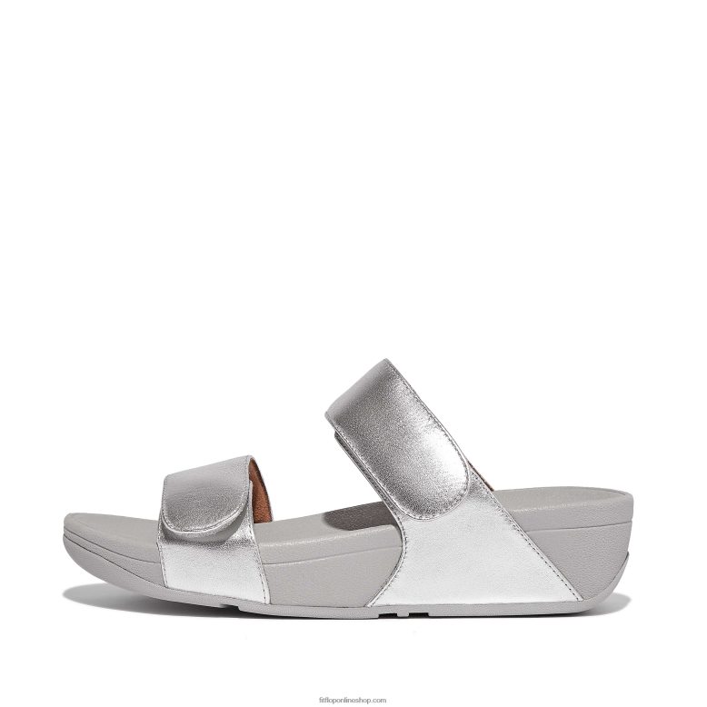 mujer Fitflop chanclas lulu ajustables de cuero P802P124 plata