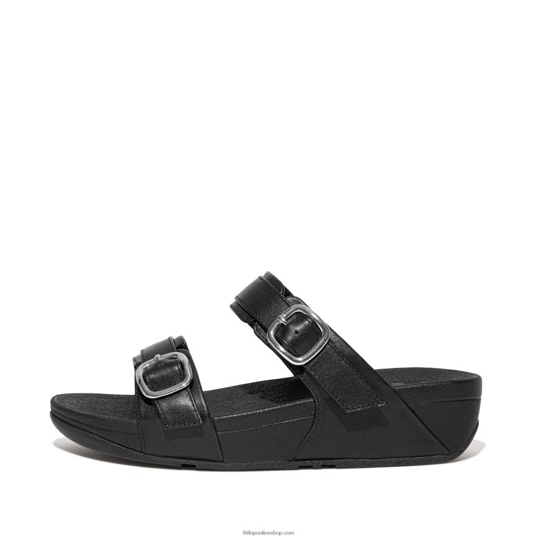 mujer Fitflop chanclas lulu ajustables de cuero P802P99 todo negro