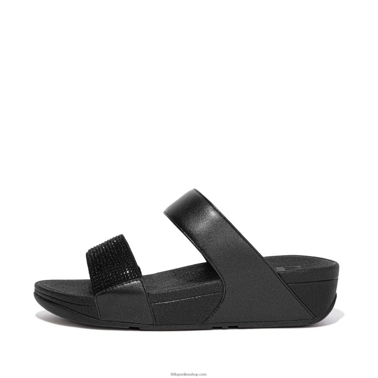 mujer Fitflop toboganes de cristal lulu P802P199 todo negro