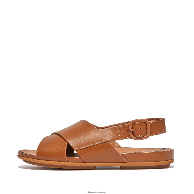 mujer Fitflop sandalias Gracie de piel entrecruzadas P802P69 bronceado suave