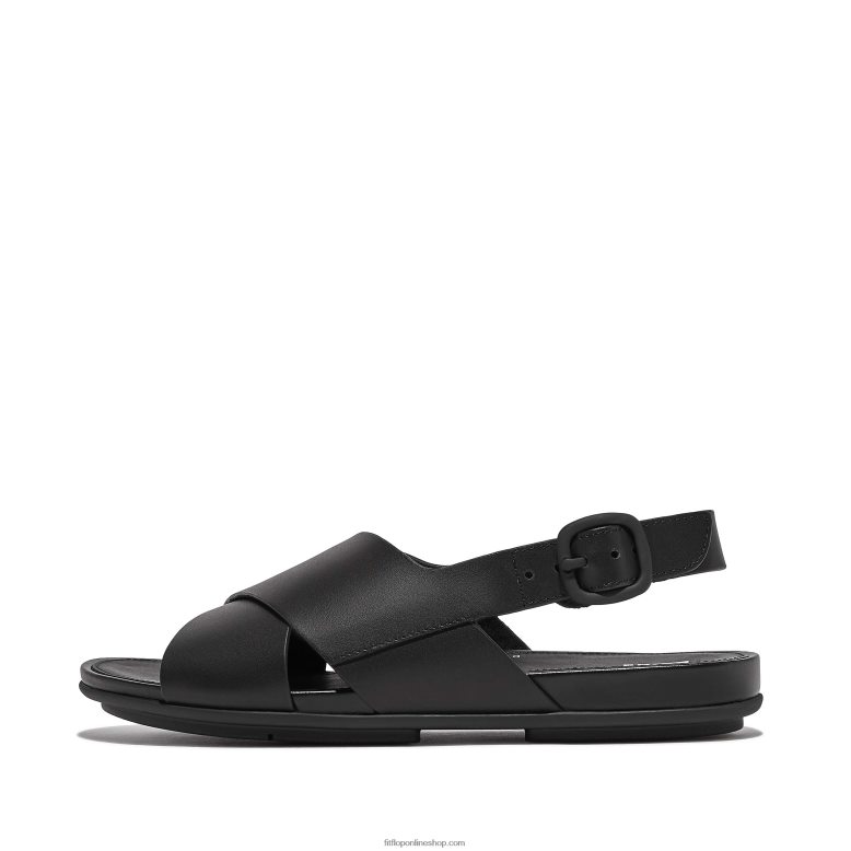 mujer Fitflop sandalias Gracie de piel entrecruzadas P802P70 todo negro