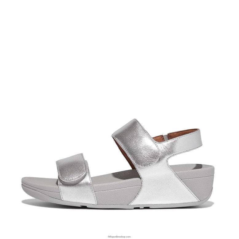 mujer Fitflop sandalias lulu ajustables de piel P802P54 plata