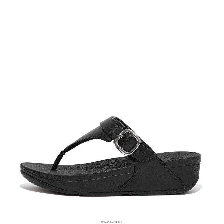 mujer Fitflop Lulu punteras de cuero ajustables P802P101 todo negro