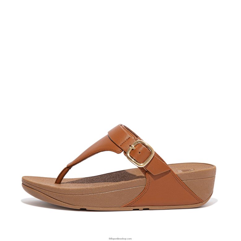 mujer Fitflop puntera de cuero ajustable lulu P802P131 bronceado suave