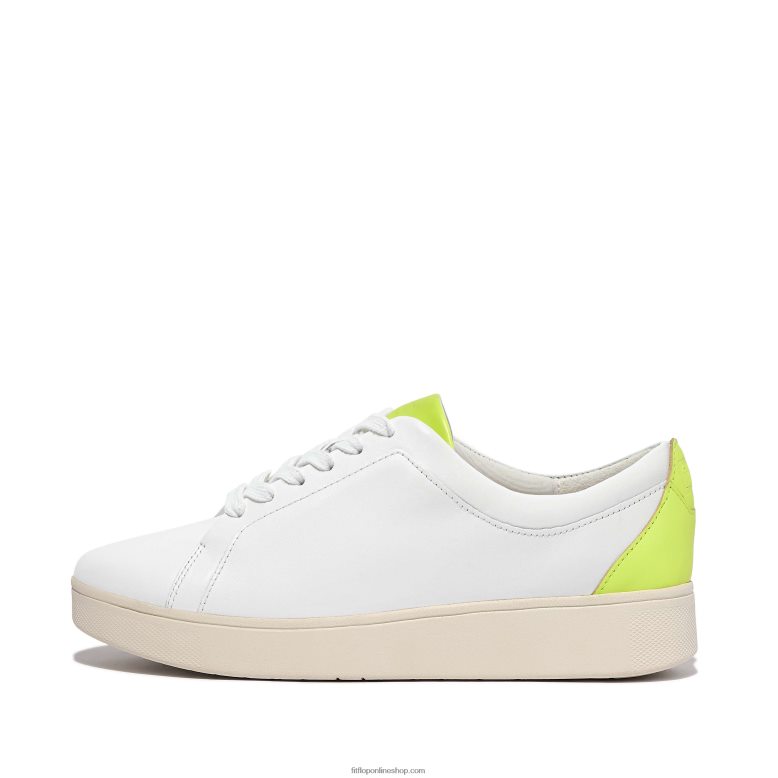 mujer Fitflop tenis rally neon pop P802P230 blanco amarillo