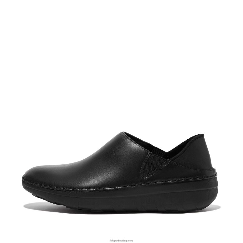 mujer Fitflop mocasines superloafer de piel P802P344 todo negro